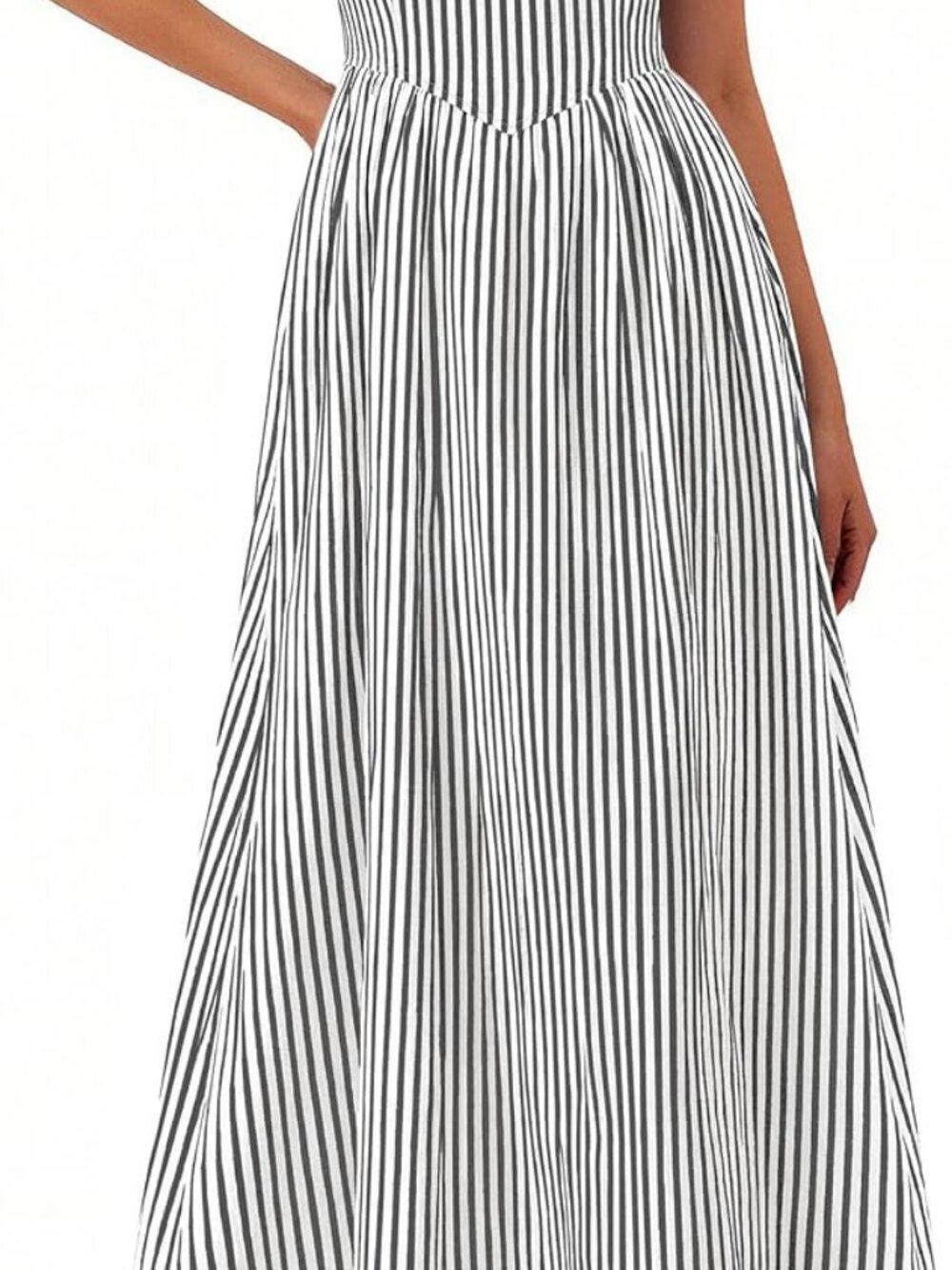 PRETTYGARDEN Blue Striped Maxi Dress M - Picture 7 of 10